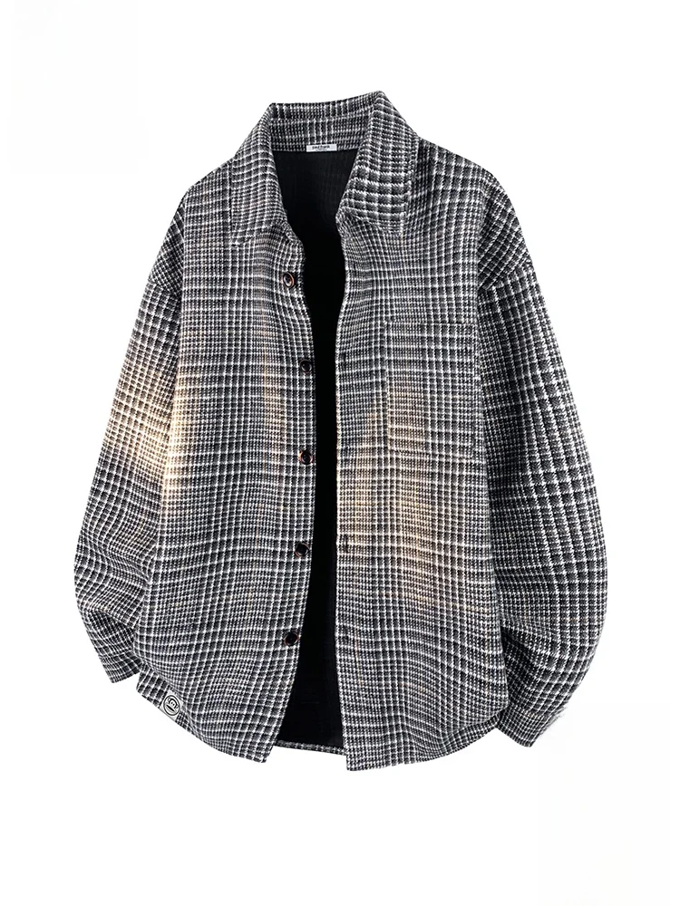 

PaulFrank Large Mouth Monkey Plaid Open Cardigan Collar Jaet Loose Casual Men's Autumn Outerwear Cotton Blend Fabric