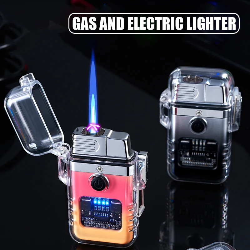 

Gas-Electric Dual-Use Arc Plasma Lighter, Transparent Body Sealed, Waterproof Visual Gas Window, Power Display, Man Gadget