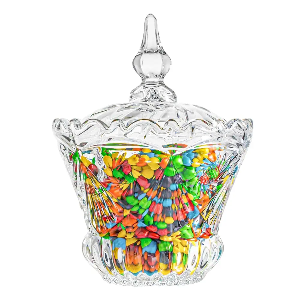 

Glass Candy Dish With Lid, 30Oz Large Candy Jars With Lid For Office Desk, Covered Candy Dish For Office Desk, Decorative Cute