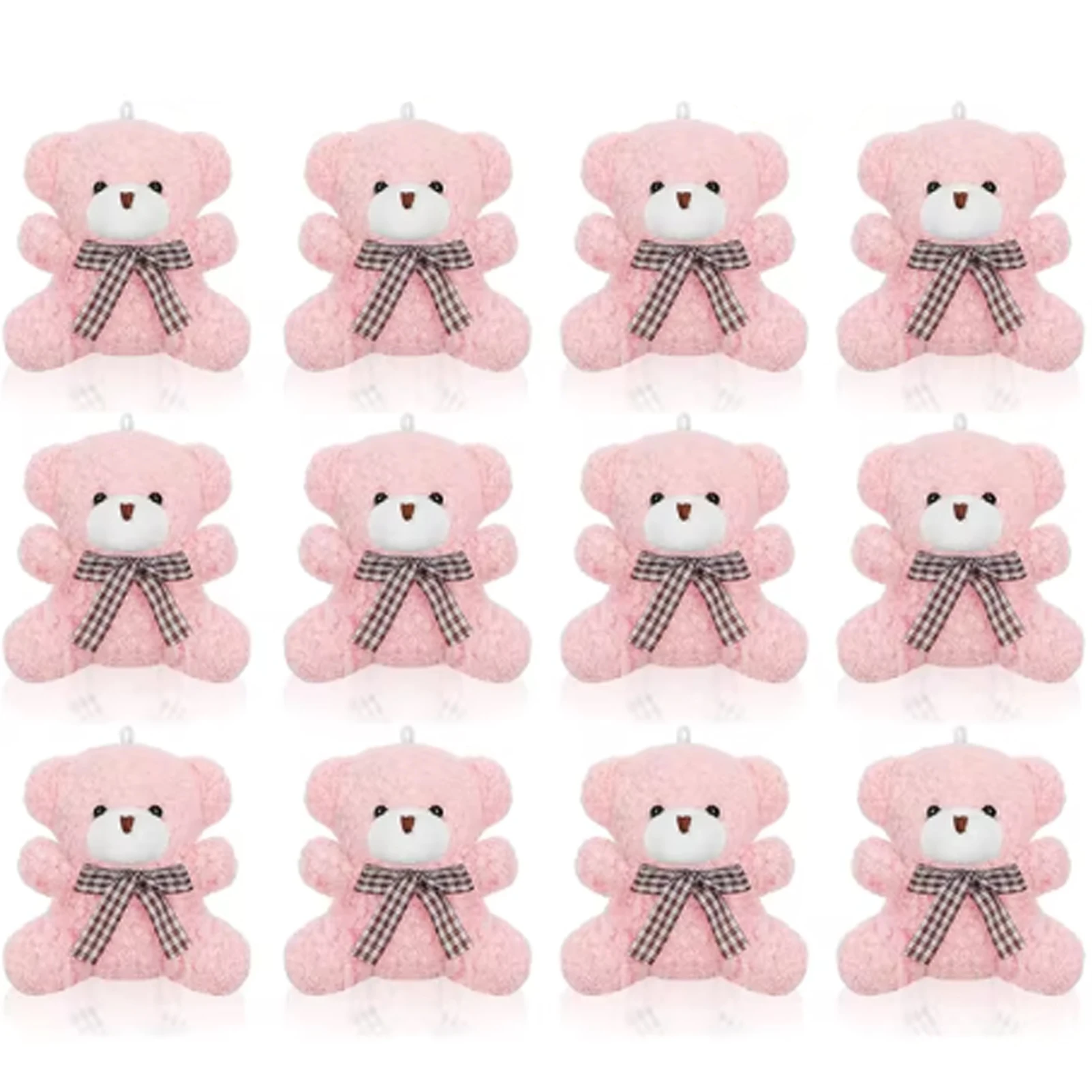 12pcs 곰 베이비 샤워 게스트를위한 호의 미니 장난감 곰 열쇠 고리 감사합니다 태그 Organza 가방 베이비 샤워 선물 생일 파티