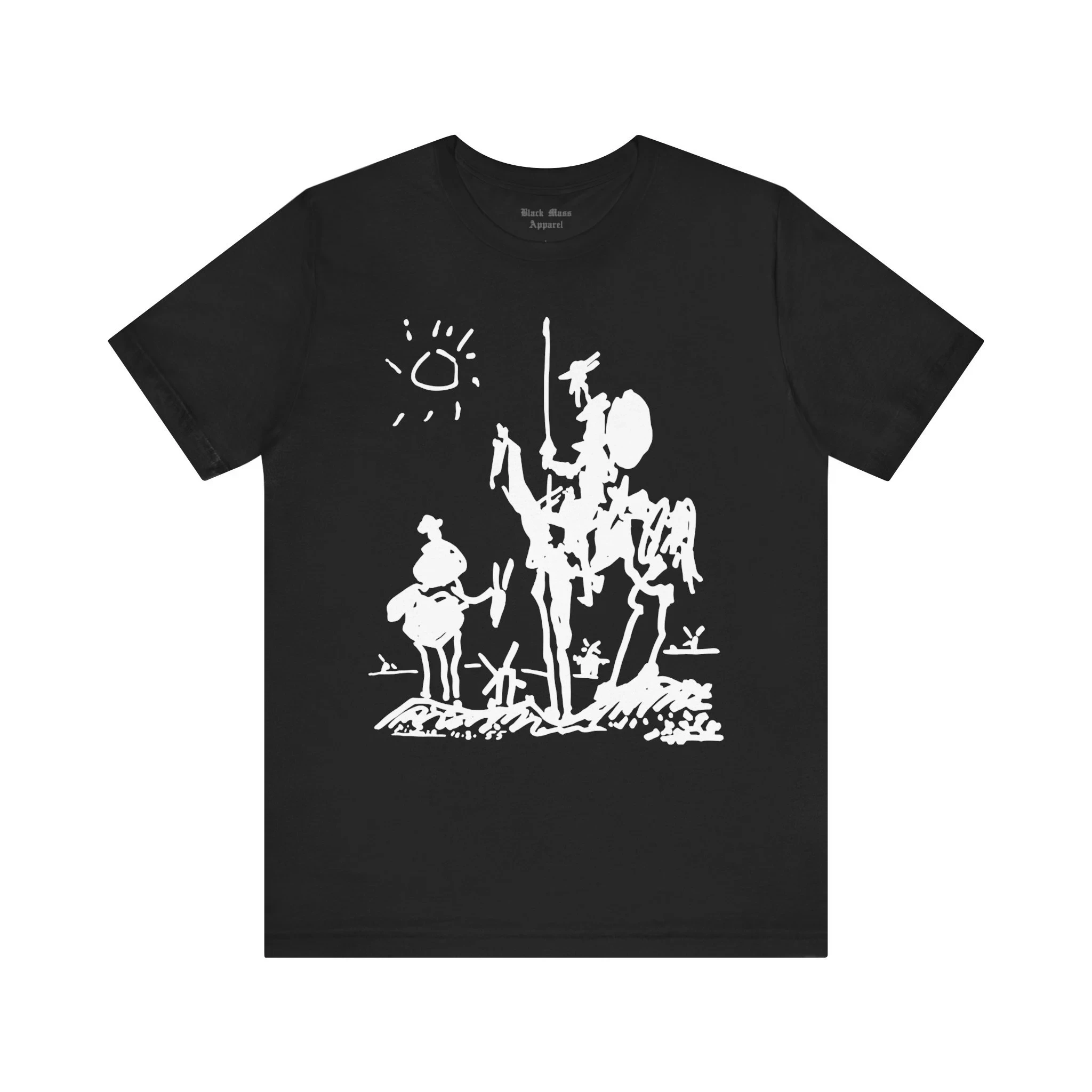 Don Quixote, Pablo Picasso Shirt, Miguel De Cervantes T-shirt, Spanish Novel, Bookworm, Surreal Sketch Jersey Short Sleeve Tee