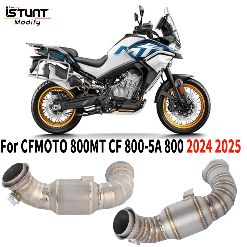 

For CFMOTO 800MT CF 800-5A 800 MT 2024 2025 Motorcycle Exhaust System Escape Moto Muffler Middle Link Pipe With O2 sensor hole