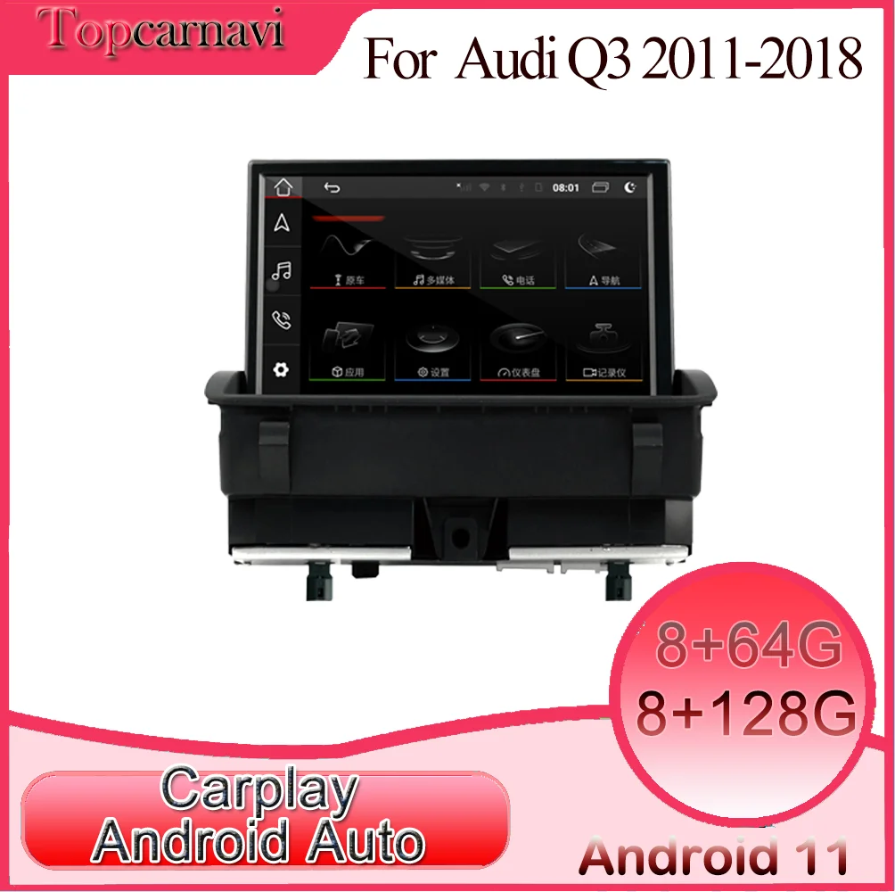 

Hualingan for AudiAudi Q3/ RS 8" Touchscreen Upgrade Wireless Apple Carplay Mirrorlink Android Autoradio Bluetooth Stereo