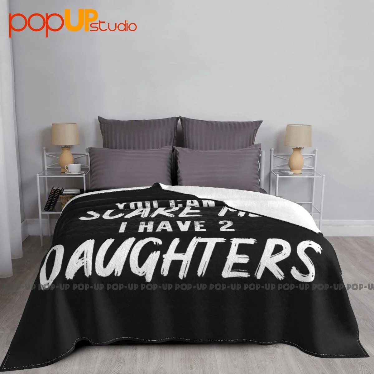 Mens You Cant Scare Me I Have Two Daughters Blanket Warm On The Sofa Mechanical Wash