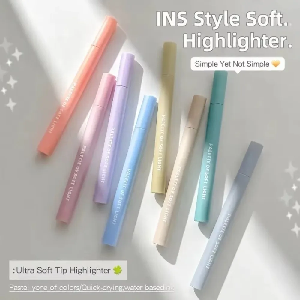 Cute Fast Dry Highlighters 8 Pack Pastel Colors Smear-Proof Chisel Tip Highlighters Art Marker Pastel Markers For Students