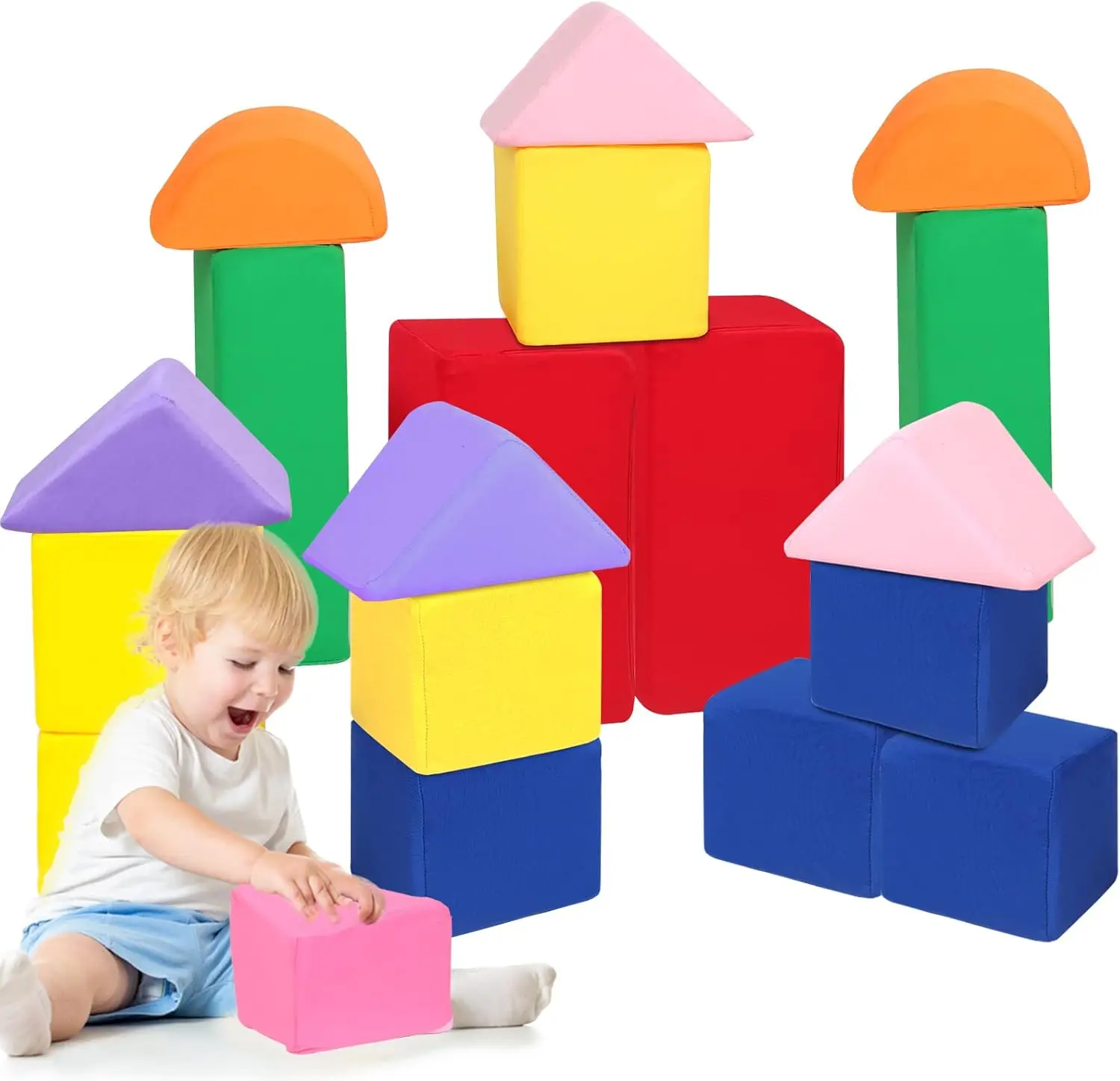 Foam Blocks for Toddlers, Soft Building Blocks for Toddlers Colorful Stacking Blocks for Kids - 18 Pieces