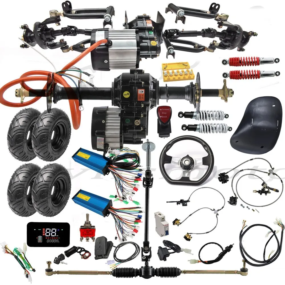 

Go Kart Quad Front Drive Shaft 30'' Rear Axle Kit 1500W Motor 13x5.00-6'' Wheels for ATV Go Kart
