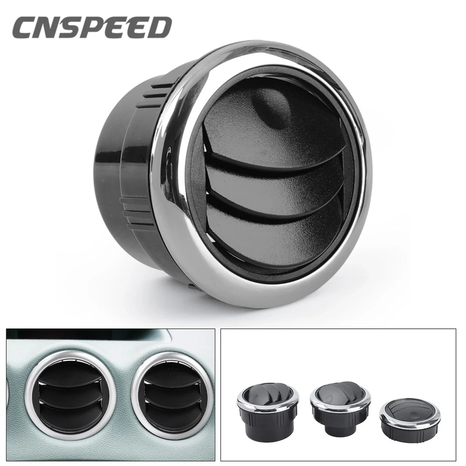 

CNSPEED Universal 80mm Car Vent Dashboard Air Conditioning Vent Deflector Knob Type Rotation Air Outlet Vent for Camper Caravan