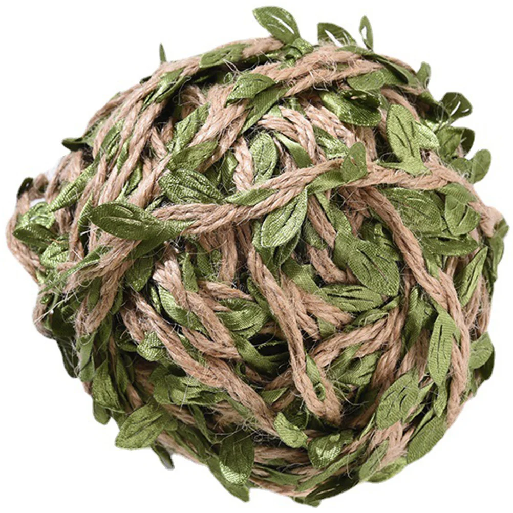Green Leaf Hemp Rope Jute Twine for Gardening Natural with Leaves Ribbon Crafts