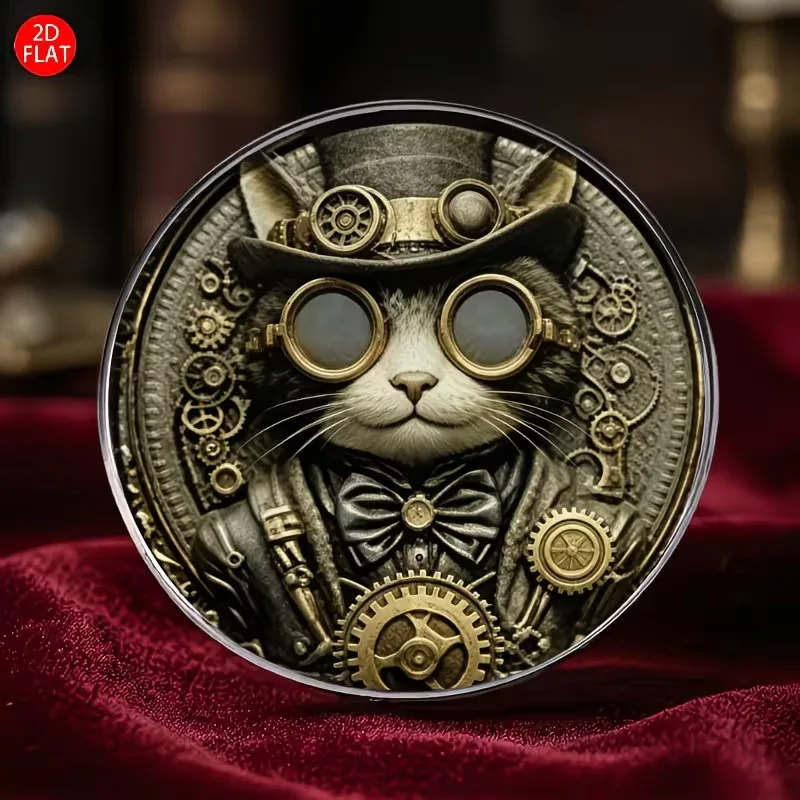 Unisex Vintage Steampunk Cat Stainless Steel Brooch Multi-function Fashion Lapel Pin Accessories For Men Women