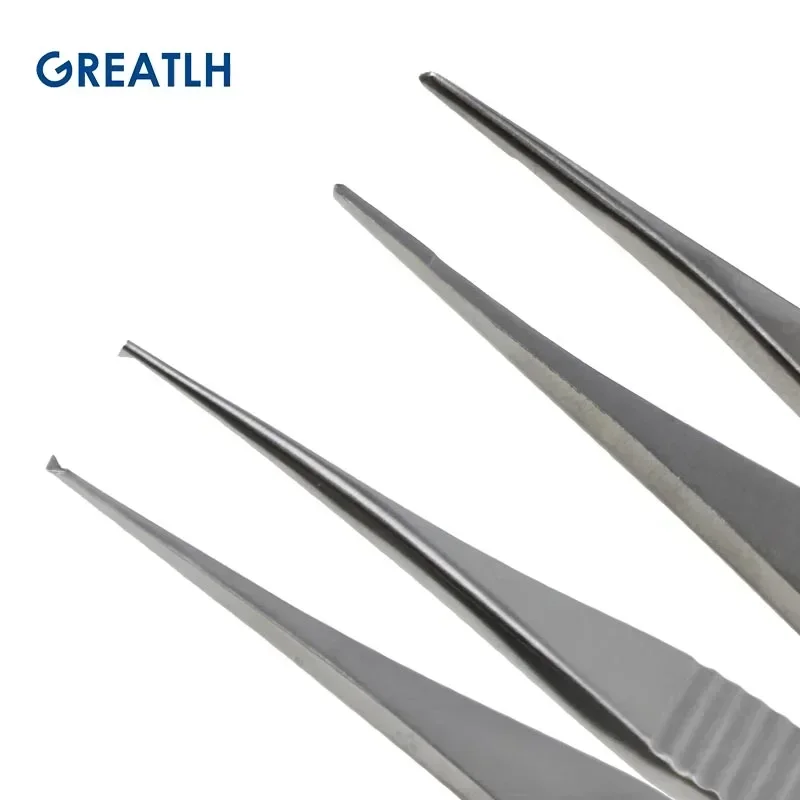 Stainless Steel Tissue Forceps Golden Handle Forceps with Platform Ophthalmic Forceps Tweezers Eye Tools Ophthalmic Instrument