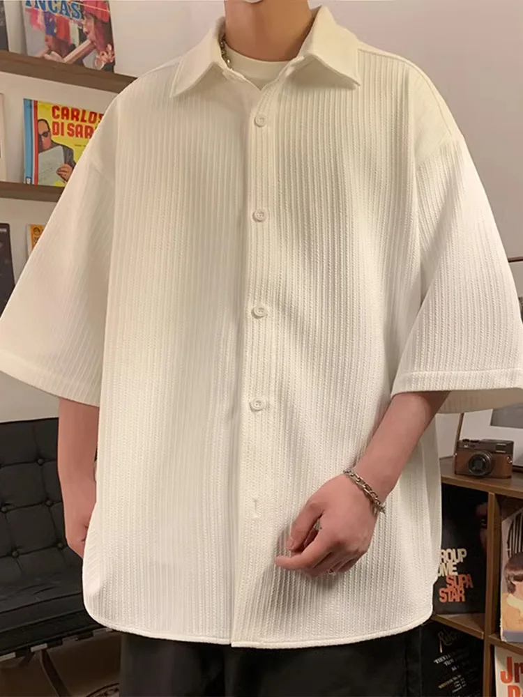 

Белая плиссированная полосатая футболка для мужчин, летняя, высококачественная, для подростков, модная, брендовая, рукав до локтя