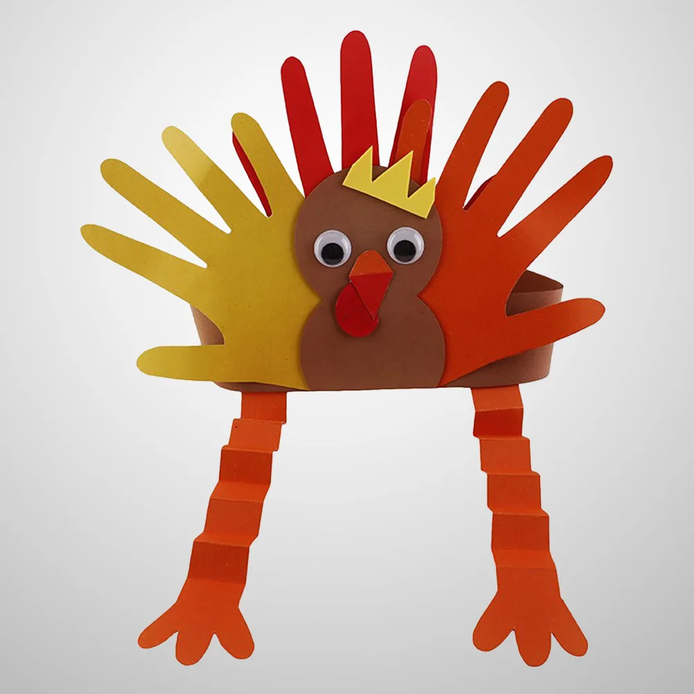 Kids Turkey Hat Elastic Stretchy One Size Fits Most Comfortable Thanksgiving Costume DIY Craft Turkey Hat for Kids