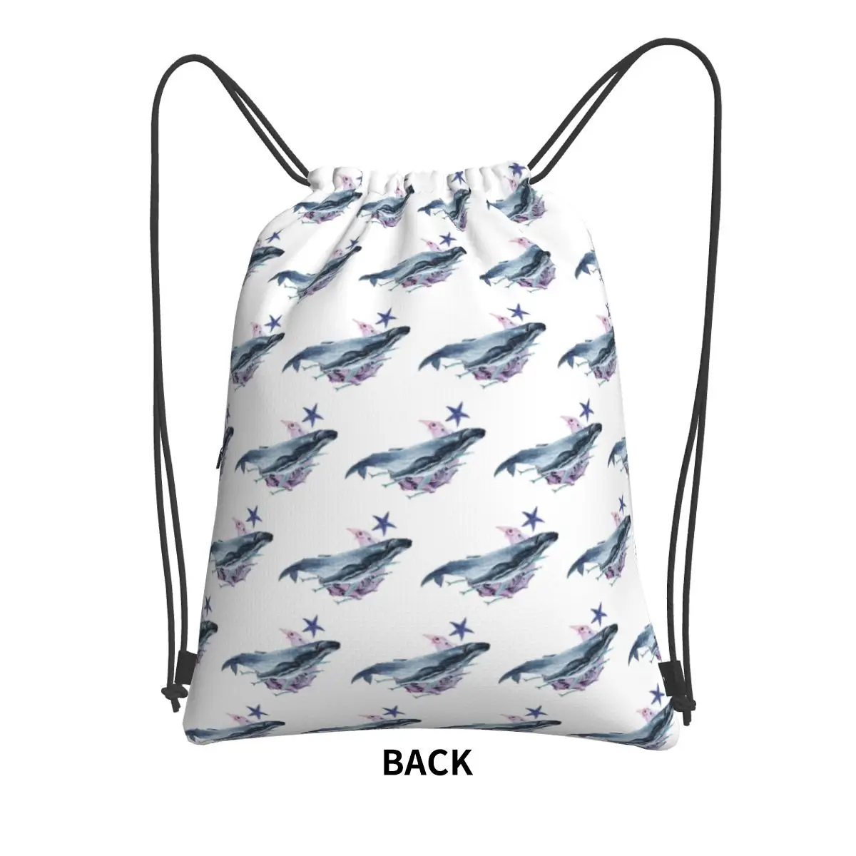 Orca Whale And Dolphin Marine Life Backpacks Portable Drawstring Bags Storage Bag Book Bags for Man Woman School