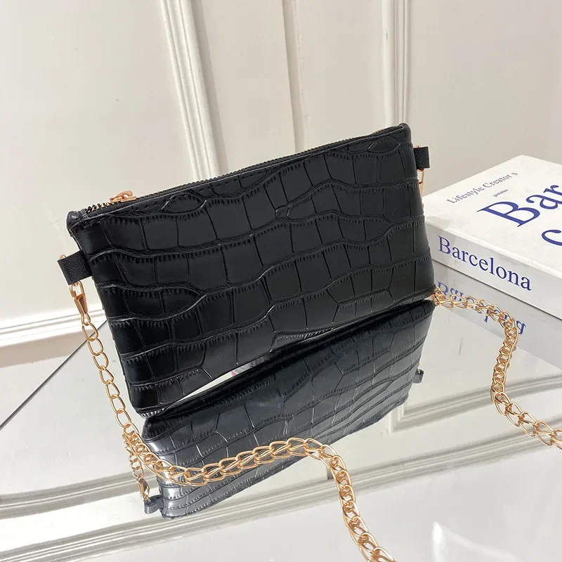 Bolsa Crossbody de ombro único para mulheres, crocodilo, bolsa elegante, carteira móvel, nova moda