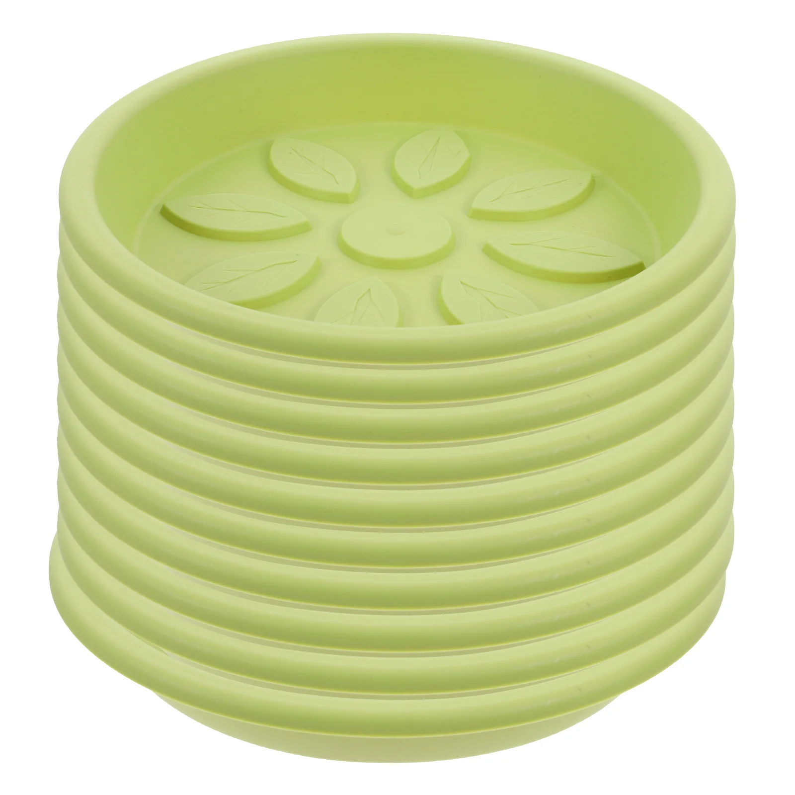 

10pcs Flower Pot Tray Base Garden Plant Saucer Water Overflow Prevention Thickened Pp Plastic Indoor Outdoor Leaf Pattern Light