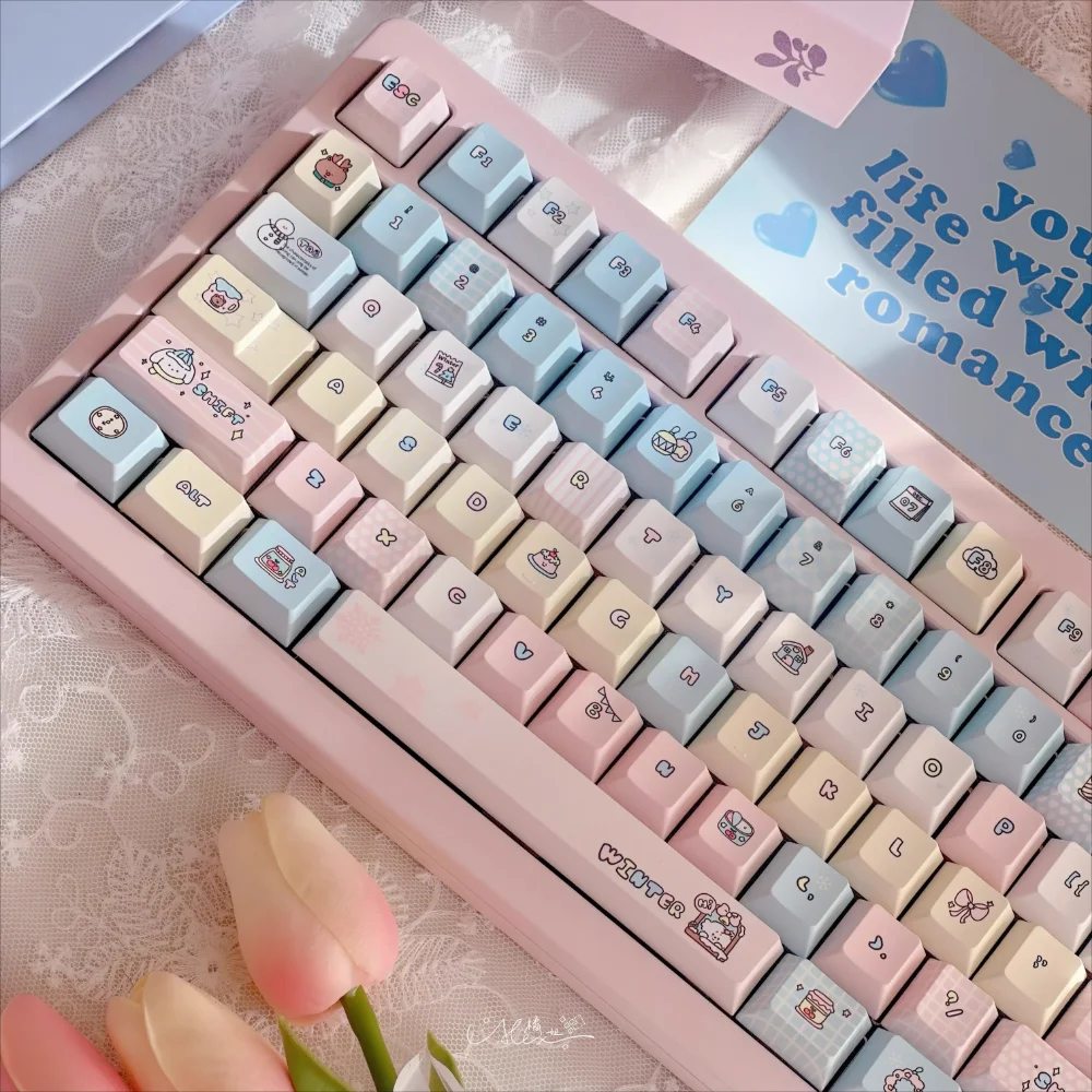 Winter Keycap 145 Key Cherry /FOA Cute Personality Keycap PBT Is Suitable for 61/64/87/104/108 GMK67 Mechanical Keyboard