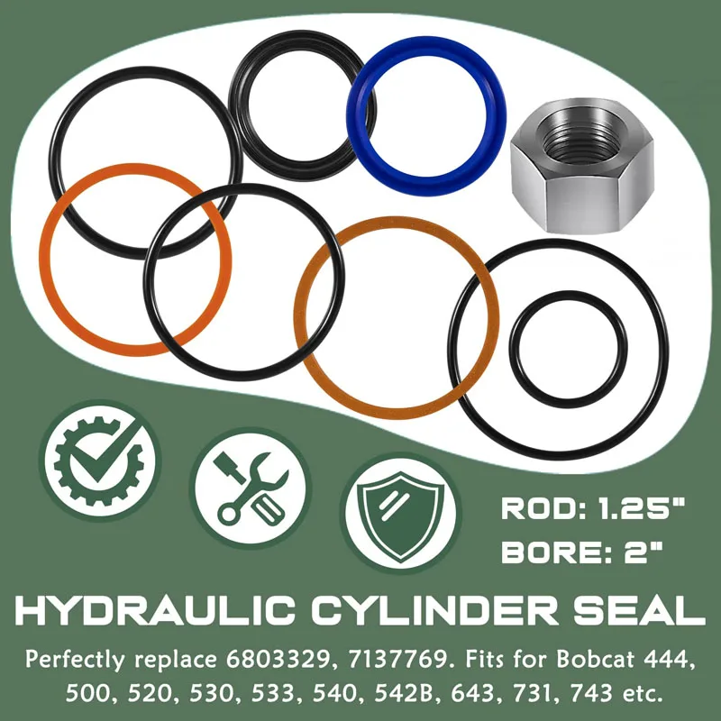 YMT 6803329/7137769 Hydraulic Lift Cylinder Seals Kit Fits for Bobcat 444, 500, 520, 530, 533, 540, 542B, 643, 731, 743 Etc