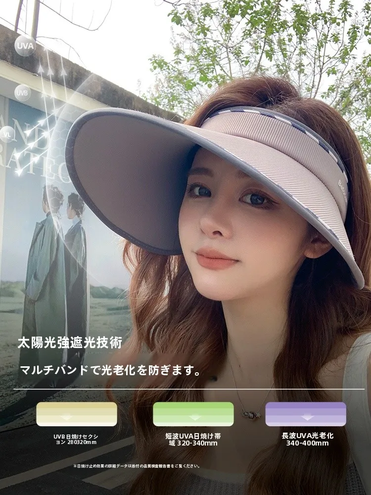 2025年新作-レディース-uvカット-空頂-ワイドブリム-サンハット-サイクリング-日よけキャップ-高い審美性-ストライプ柄-夏帽子