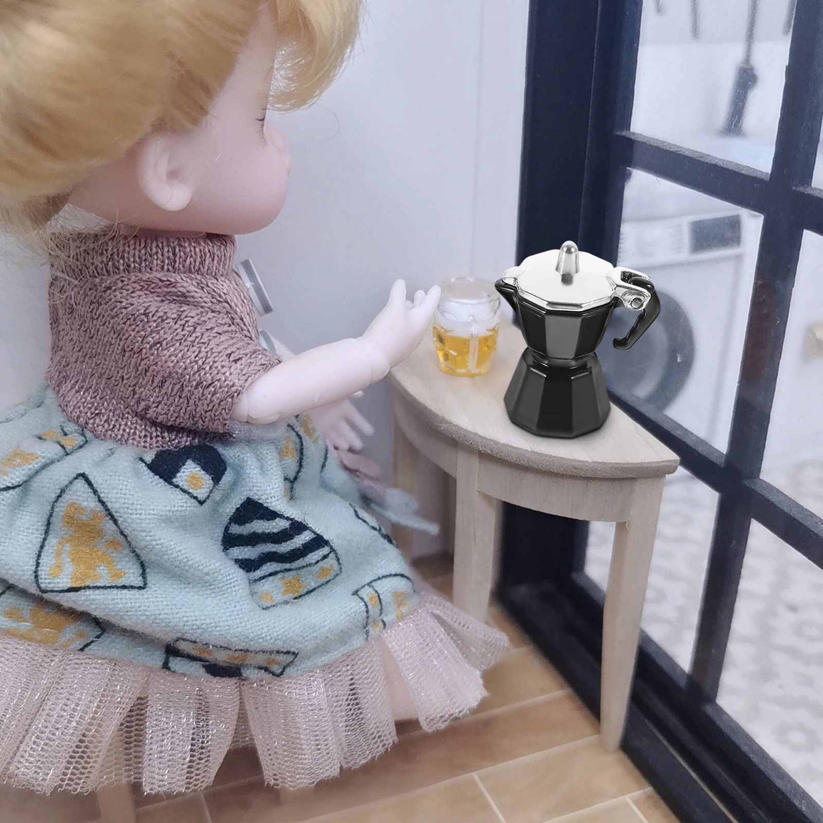 House Kitchen Prop Coffee Pot Model Machine Mini Photo Alloy Simulation Decor Pretend Supplies