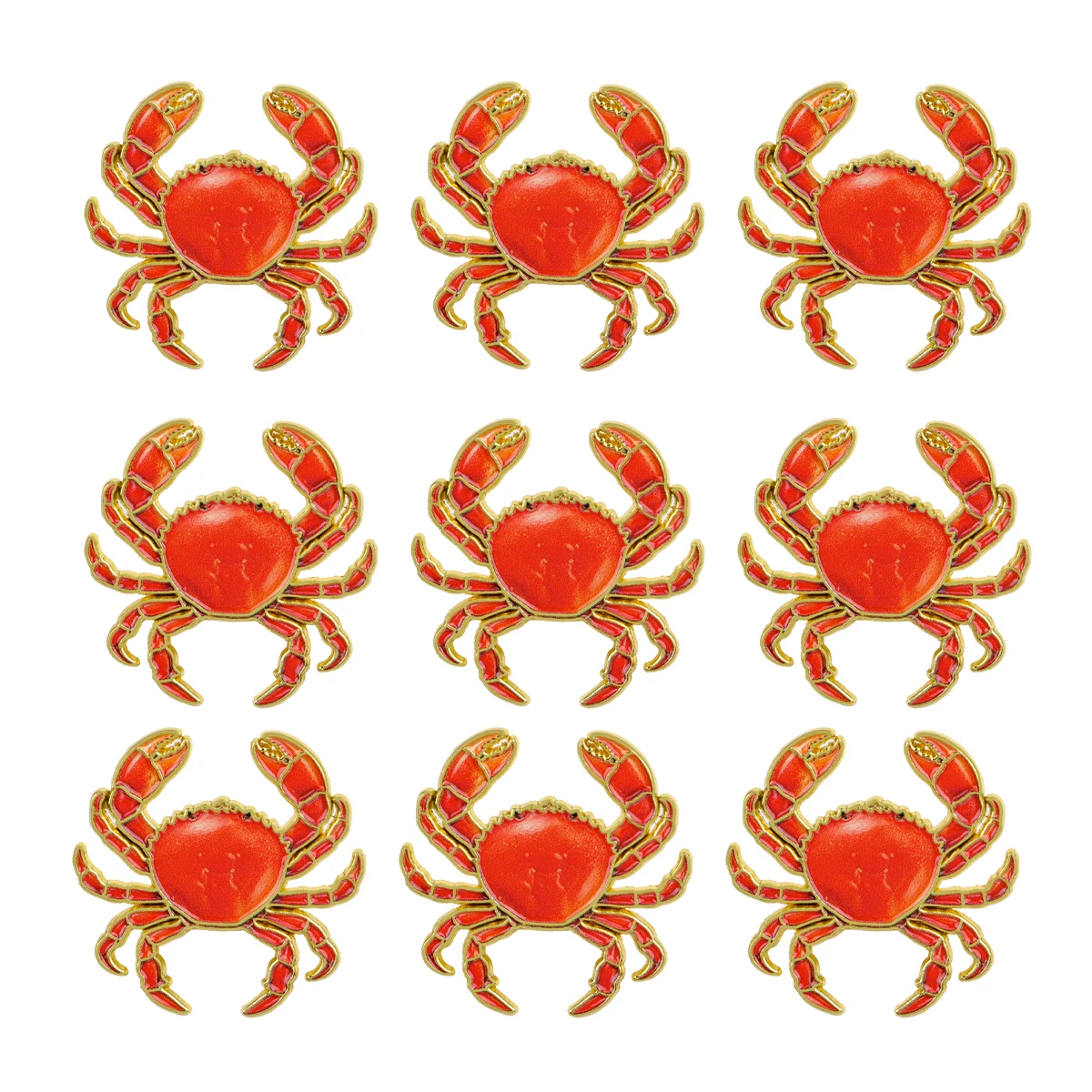 9-teiliges kreatives Krabben-Emaille-Pin-Set, Cartoon-Brosche für Mantelkragen, Reversnadeln, Metallabzeichen, Schmuckgeschenk für Meeresliebhaber