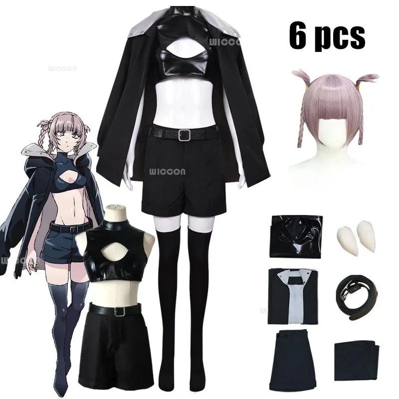 az15Anime CALL OF THE NIGHT Unisex Cool Cloak Jacket Denture Wig Loli Maid Halloween Suit Nanakusa Nazuna Cosplay Costume Adult