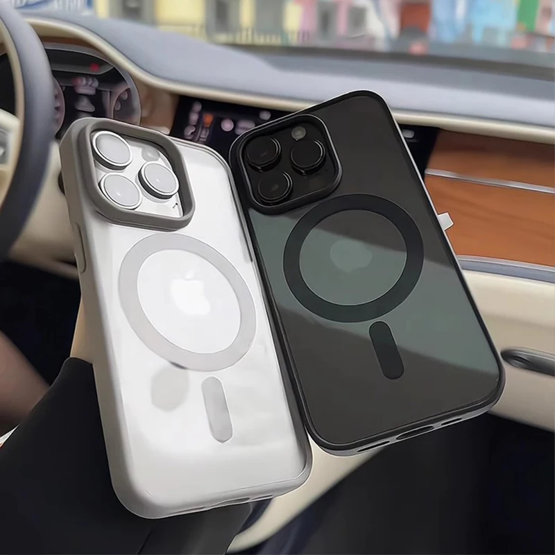 Matte Natural Titanium magnetic charging phone case for iPhone 16 15 14 13 12 11 Pro Max Plus Mini magsafe shockproof hard cover