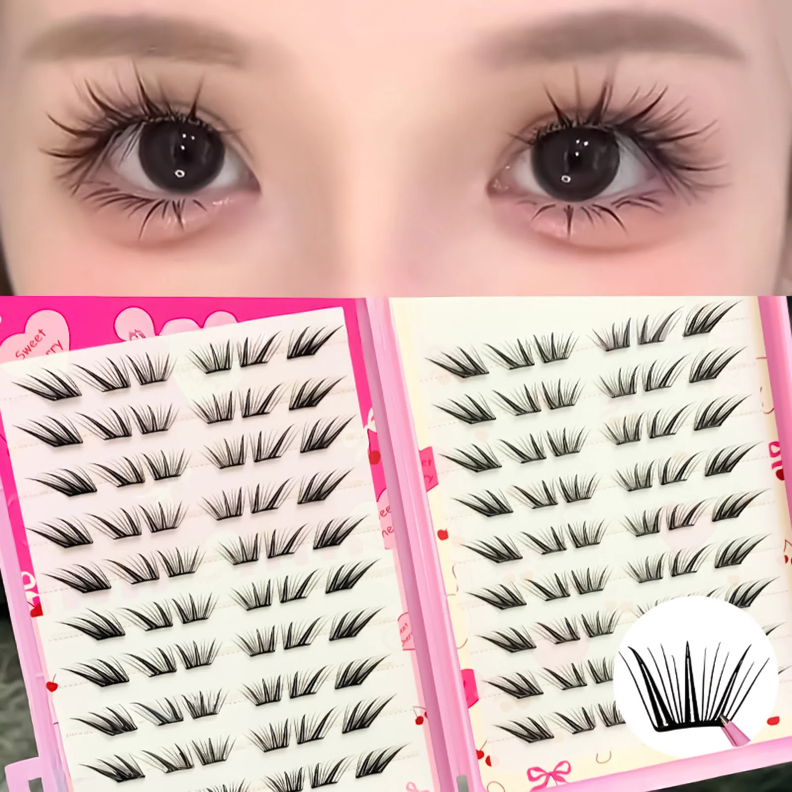 20Rows Self Adhesive Cluster Lashes No Glue Needed Segmented Eyelashes DIY Individual Eyelash Extension Women Girls Beauty Tools