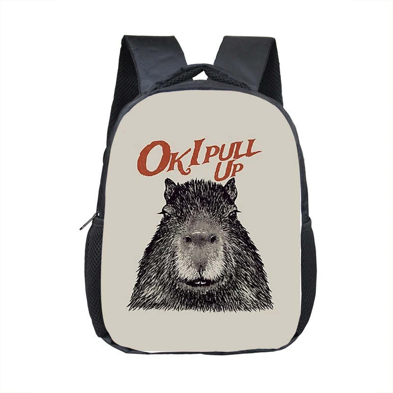 Dieren Capibara Print Rugzakken Grappig Pull Up Kids Kleuterschool Tassen Kinderen Schooltas Baby Peuter Rugzakken Boekentassen