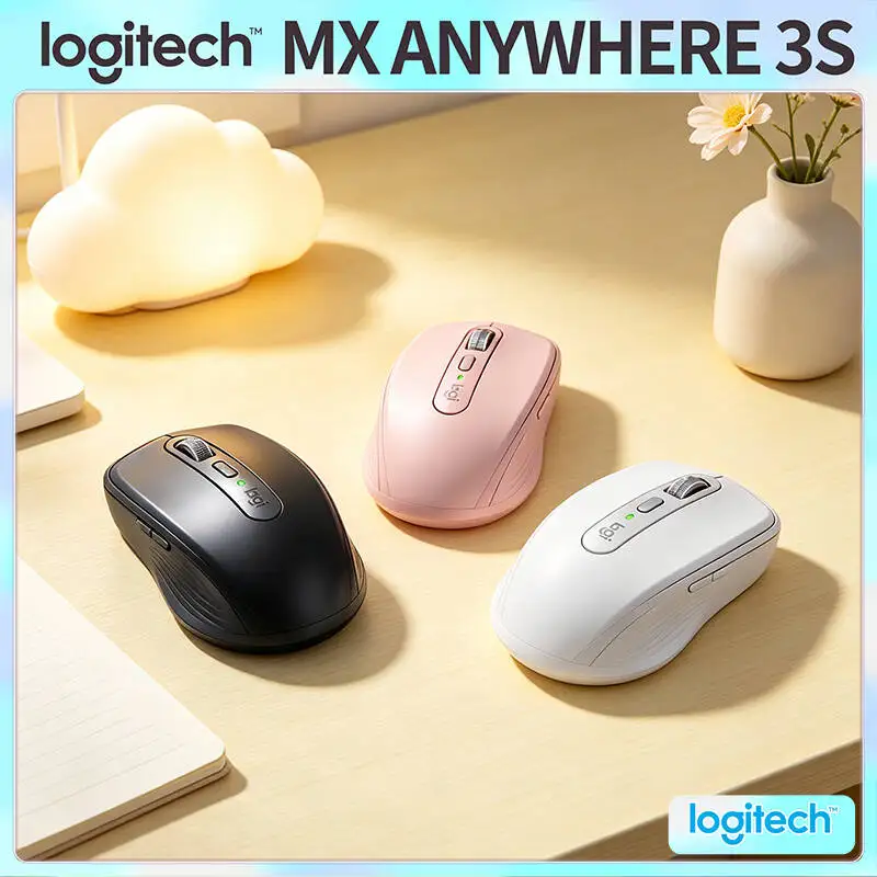 Logitech MX Anywhere 3S Productivity Mouse - 8000 DPI Darkfield, MagSpeed Scroll, Silent Click, 3-Device Sync for Work