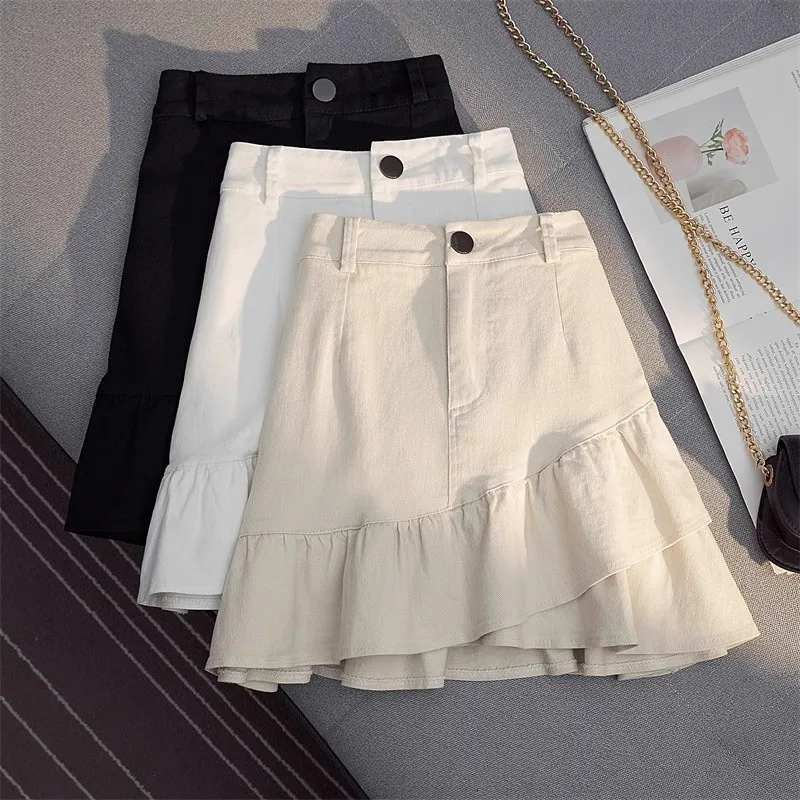 

S-3XL Skirts Women Y2k Chic High Waist Summer All-match Party Korean Fashion Hotsweet Teens College Mini Ruffles Design