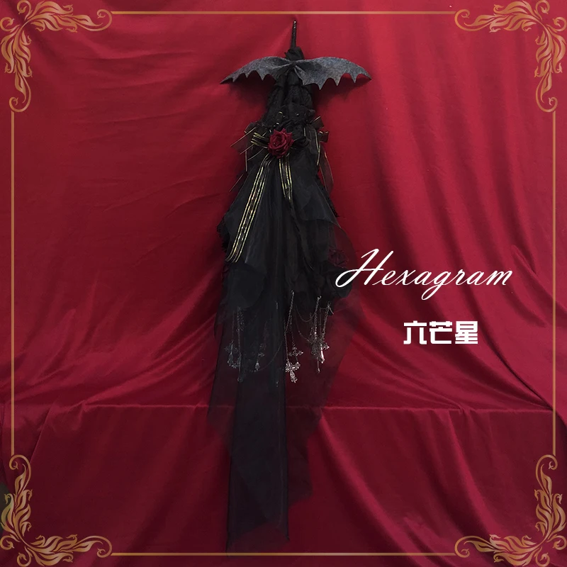 Hexagram-Lolita Dark Goth Handmade Lace, Rose Cross, Parapluie de mariage, Tea Party, Original, Gay