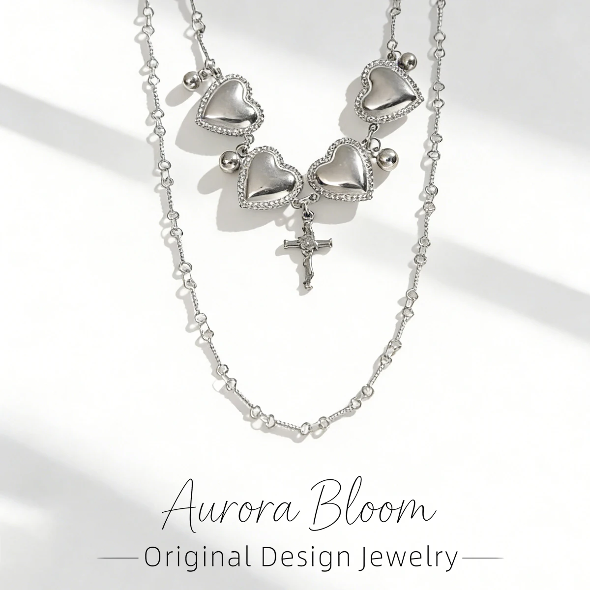 

AURORA Punk Style Love Necklaces For Women's Trend Cross Necklaces Stainless Steel Women's Choker Necklace Religion Jewelry