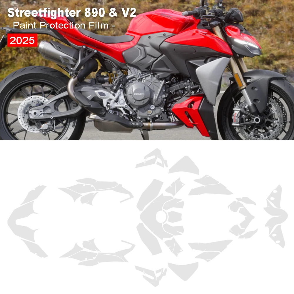 

For Ducati Streetfighter 890 V2 Paint Protection Film Anti-scratch Fairing Protection Motorcycle PPF Fits Streetfighter V2 2025