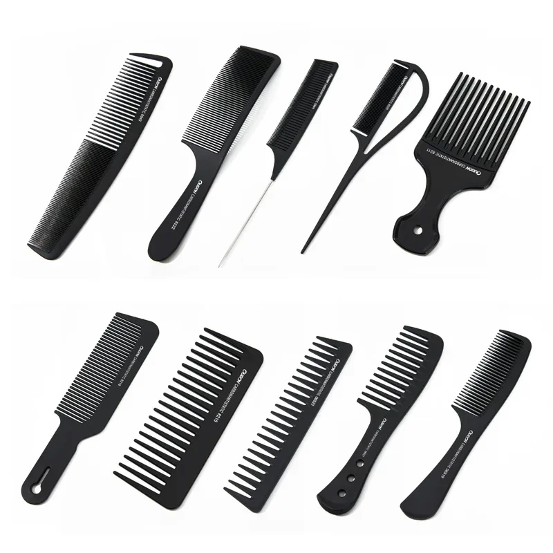 Professional Hair Comb White Black Carbon Fiber Hairdressig Cutting Comb Anti Static Haircut Coloring Tools Barber Styling Tool