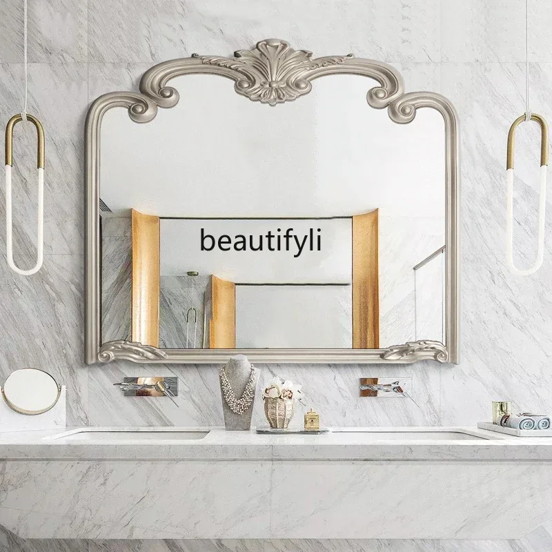 

Bedroom Vintage Dresser Mirror European Wall Hanging Decorative Mirror Bathroom Carved Bathroom Hanging Mirror