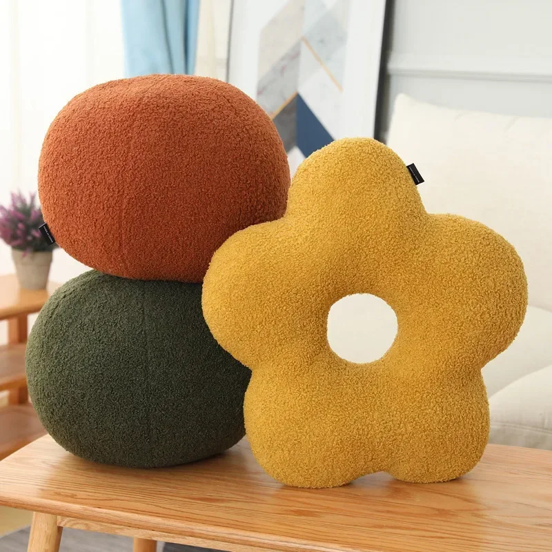 Round Cushion Nordic Ball Shape Stuffed Decorative Pillow for Room Sofa Office Soft Solid Color Cushions Waist Rest Throw Pillow