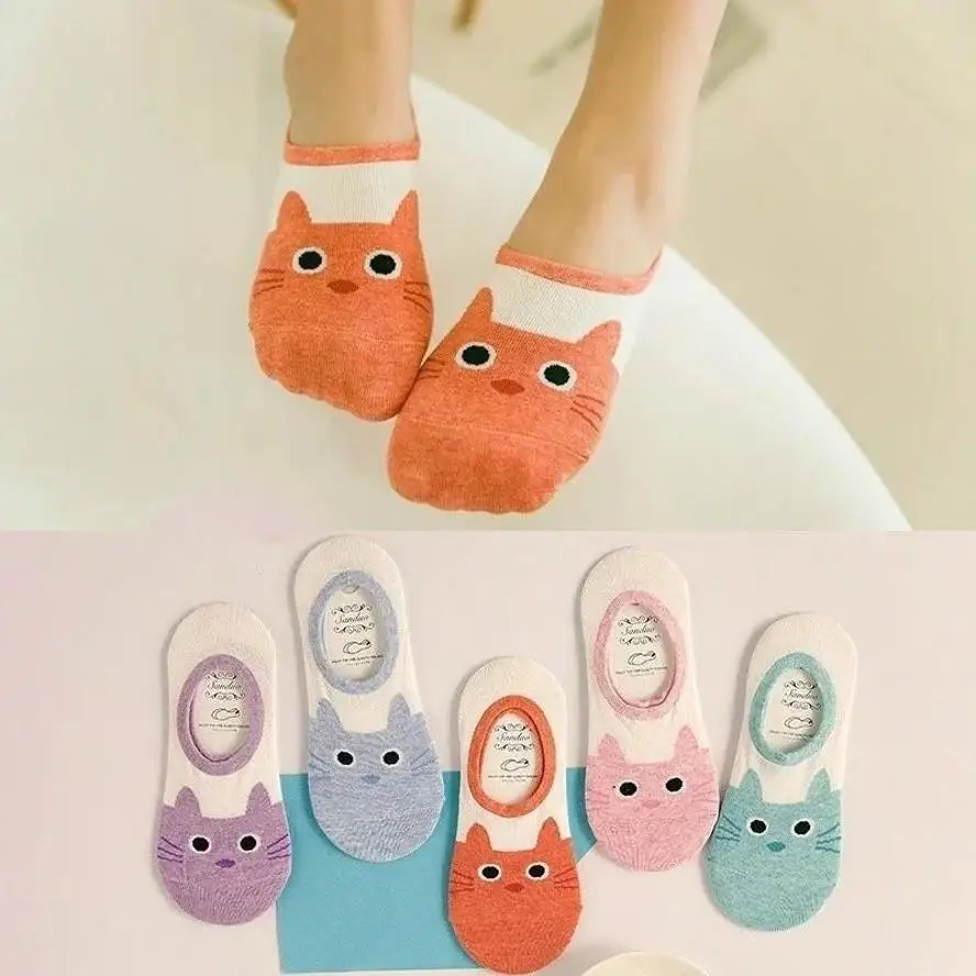 Hot Sale Lovely CAT Warm Comfortable Cotton Girl Women's Socks Ankle Low Female Invisible Color Girl Hosier Funny(color Random)