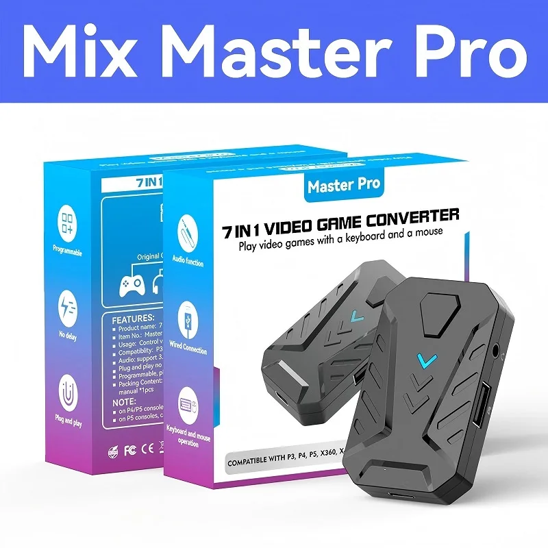 Комбинированный набор 7-в-1 Mix Master Pro: конвертер для видеоигр с разъемом для наушников 3,5 мм для PS3, PS4, PS5, XBOX 360, One, Series X, S, Switch