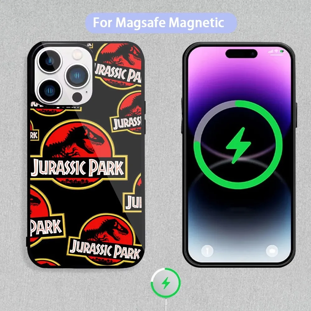 J-Jurassic P-Park Phone Case For Magnetic Inductive Charging iPhone 11 12 13 14 15 Max Pro Mini Plus Shell