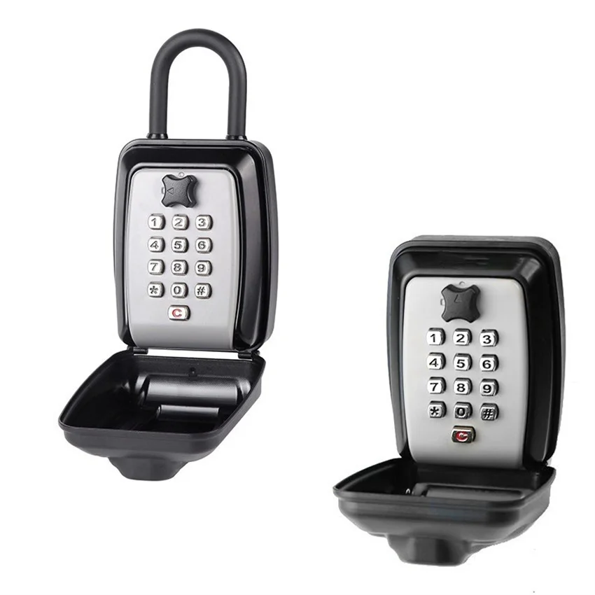 Key Lock Box Large Capacity Key Box Keyboard Combination Resettable Code Security Black Portable Lockbox