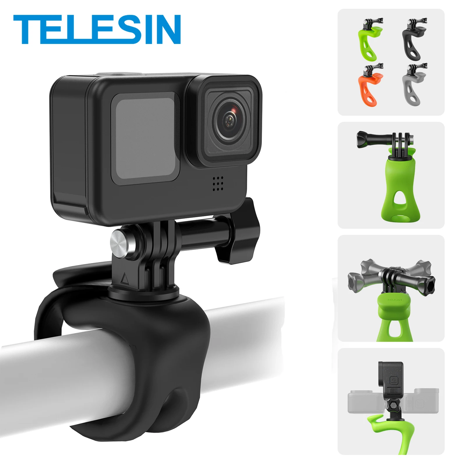 TELESIN uchwyt do kamery akcji silikonowy regulowany Mini elastyczny uchwyt do akcesoriów do kamery akcji Gopro Insta360 DJI