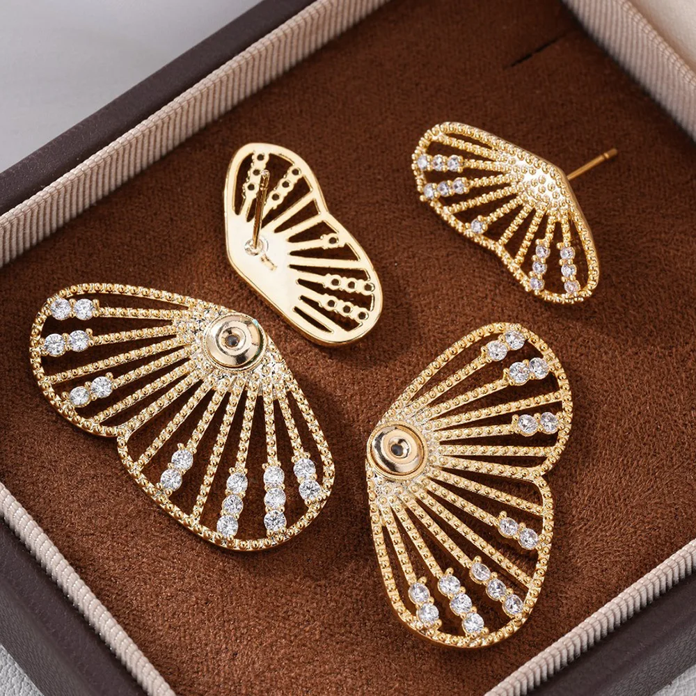 Missvikki New Luxury Skeleton Butterfly Earrings Full Cubic Zirconia for Women Wedding Chic Trendy Shiny High Quality