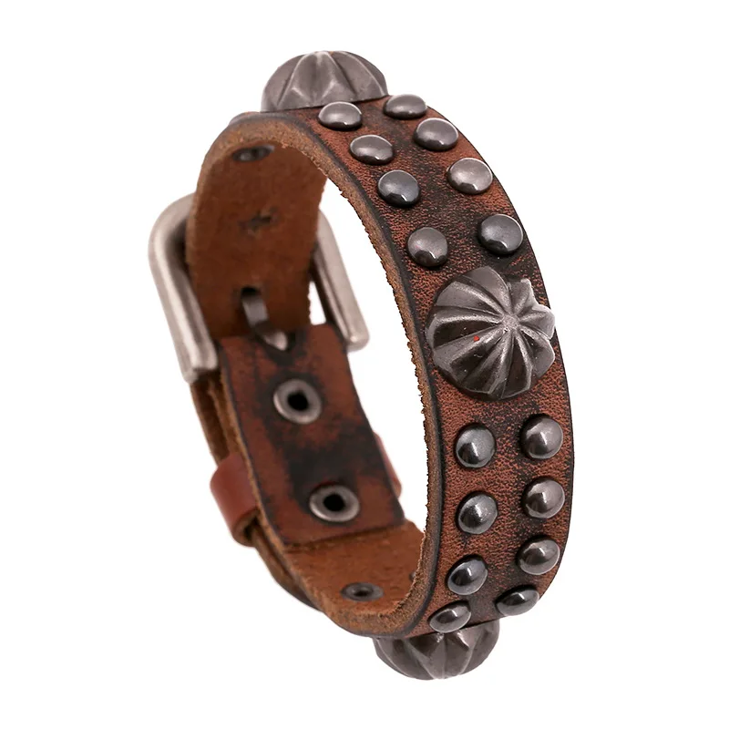 Vintage Leather Bracelet Strap Men's Hip Hop Jewelry Punk Street Gothic Style