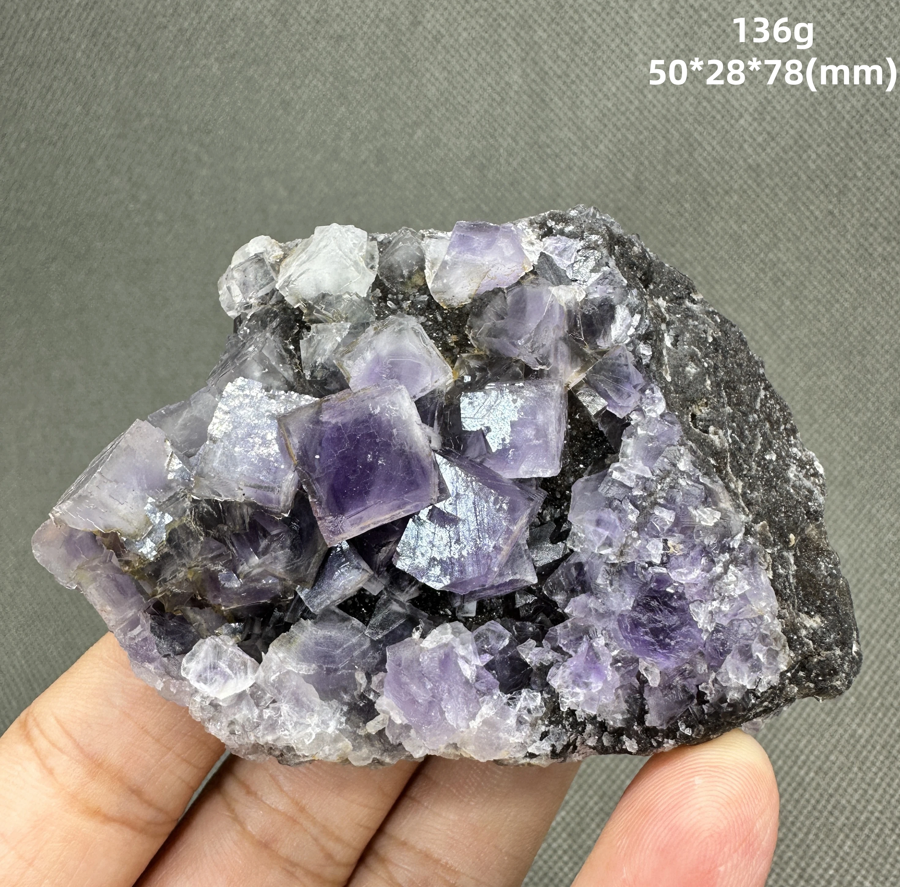 

Natural cube fluorite mineral specimen + healing quartz crystals and stones rock gemstone