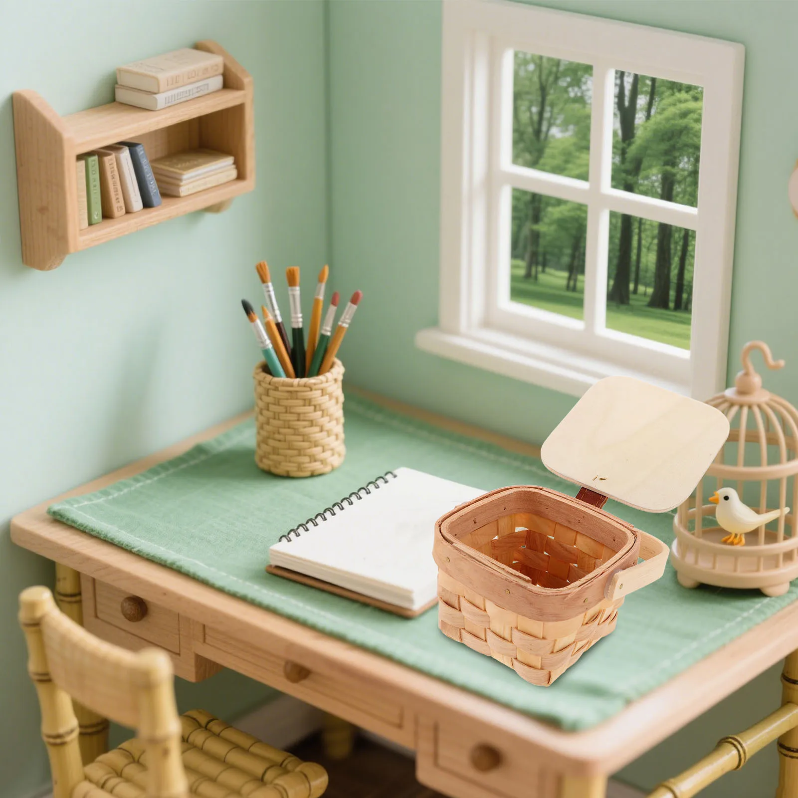 2 قطعة سلال منسوجة صغيرة مقابض خشبية سلة حلوى ريفية مزرعة صغيرة الزفاف زهرة فتاة حفلة لصالح سلة تعيق صغيرة