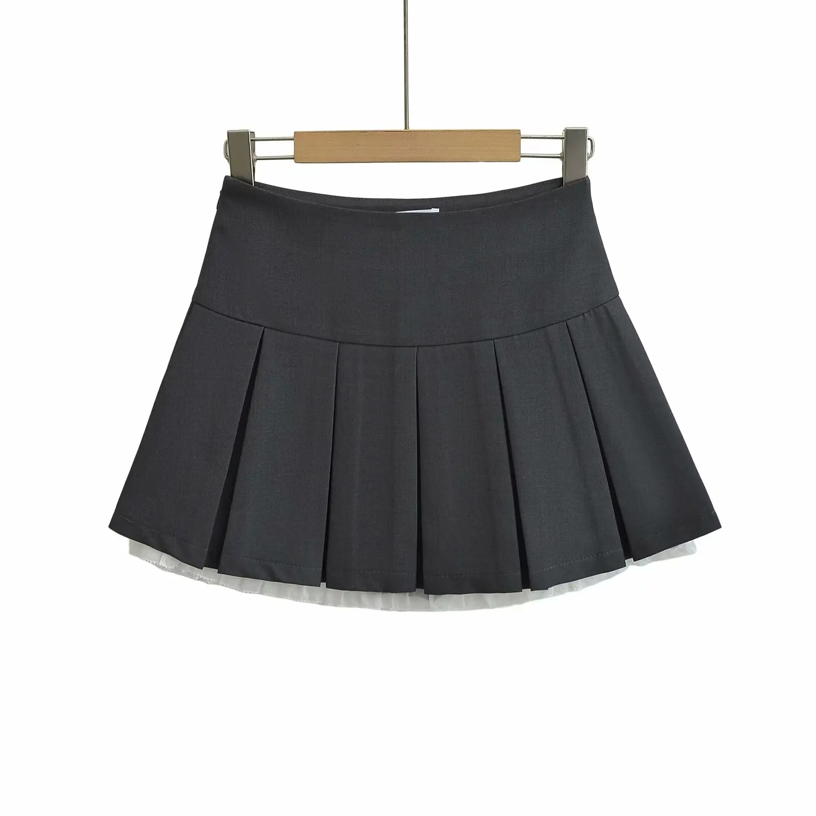 Europe and The United States in The Summer of 2024 New Two-color High-waisted Lace Stitching Pleated Skirt (with Pants)