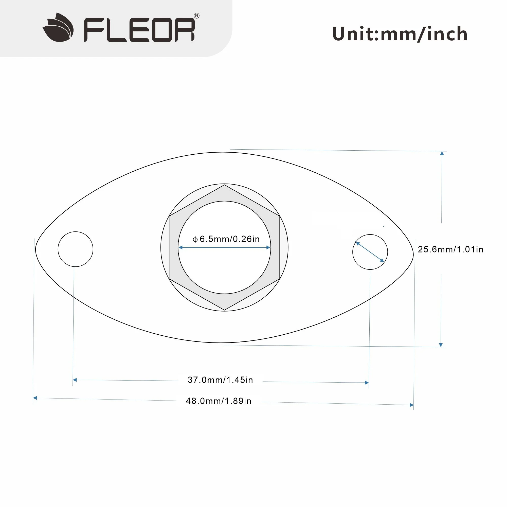 FLEOR 1PCS Oval Guitar Output Jack Socket 1/4'' 6.35mm Mono Jack for Electric Guitar, Chrome/Black view 6