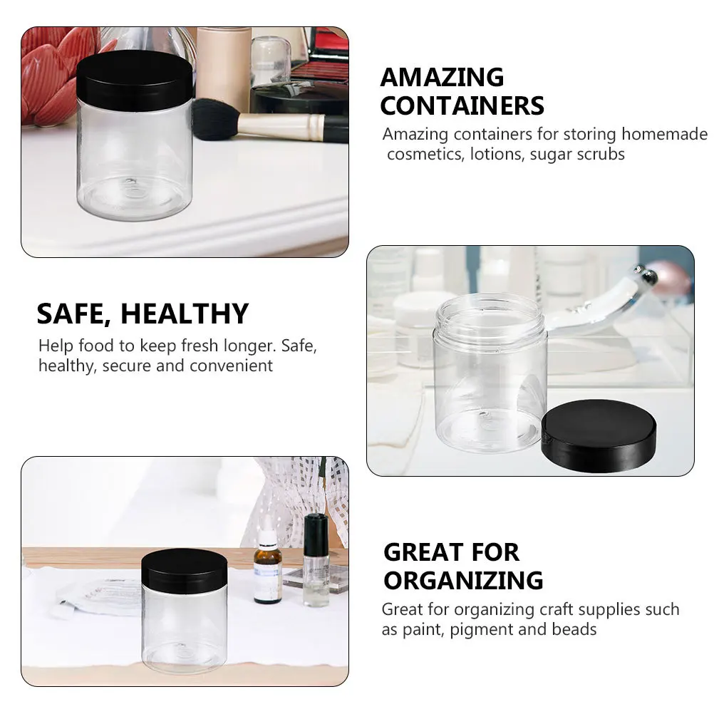 15 قطعة من الجرار البلاستيكية ذات الفم الواسع، حاويات تخزين شفافة، محكمة الغلق، كريم مكياج، منظم لوشن، جرة بلاستيكية #2