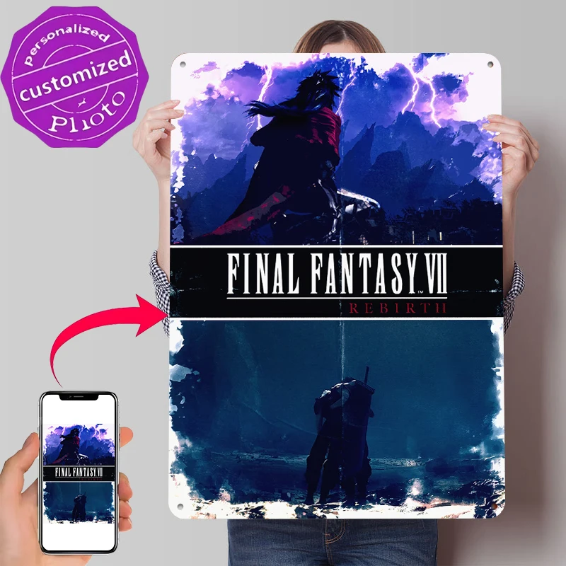 Fantasy VII Rebirth Metal Poster Customized Wall Art Retro Vintage Tinplate Signs for Gaming Room Decoration At Home House Decor